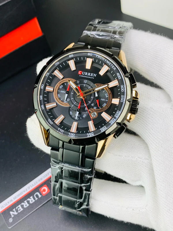 CURREN 8363 - Stainless Steel Chain Chronograph Working Watch For Men's