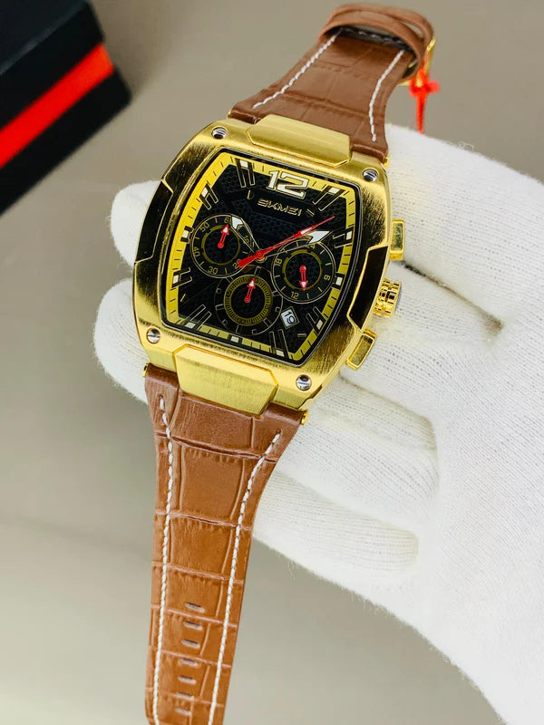 SKMEI 9357 - Leather Belt Chronograph Working Watch For Men's