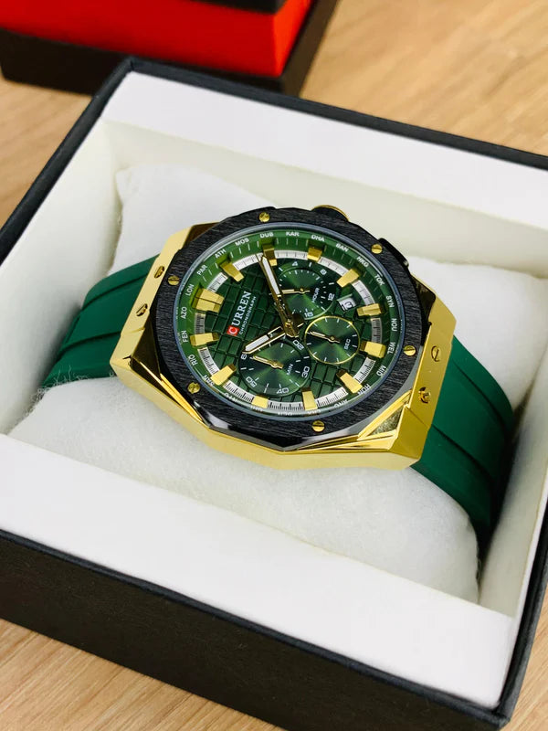 CURREN 8464 - Chronograph Working Rubber Strap Watch For Men