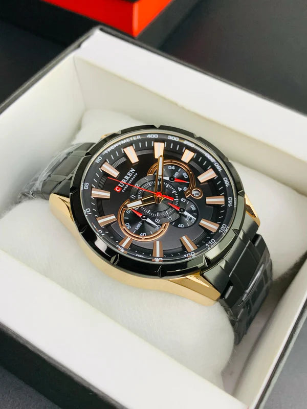 CURREN 8363 - Stainless Steel Chain Chronograph Working Watch For Men's